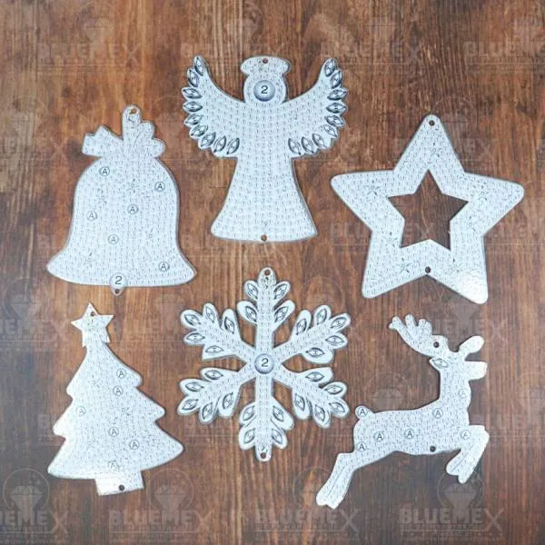 Diamond Painting Christmas Tree Decoration with Pendant, 6 Pieces
