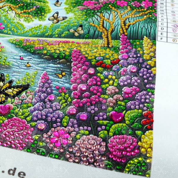 Diamond Painting Bild, Flusslandschaft, Strass-Diamanten, ca. 25x25cm, Teilbild, gut für Anfänger geeignet