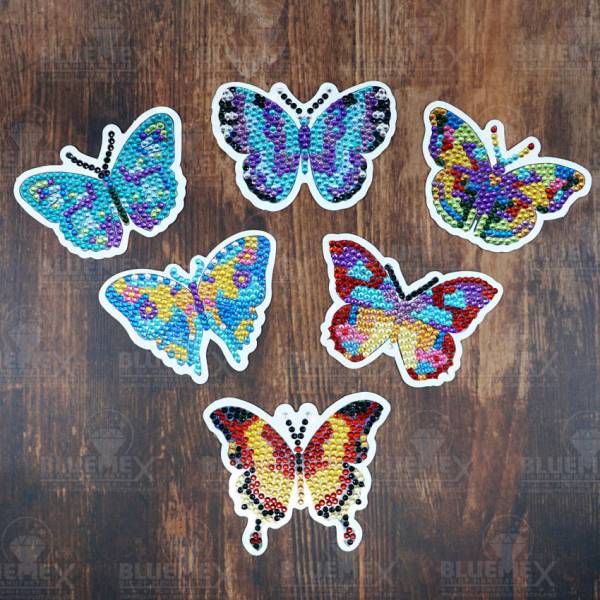 Diamond Painting Magnete, Schmetterling, Set mit 6 Stück zum Painten