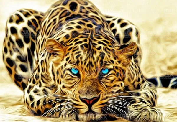 Diamond Painting Bild, Leopard, 90x60cm, 45 Farben, runde Steine, Vollbild