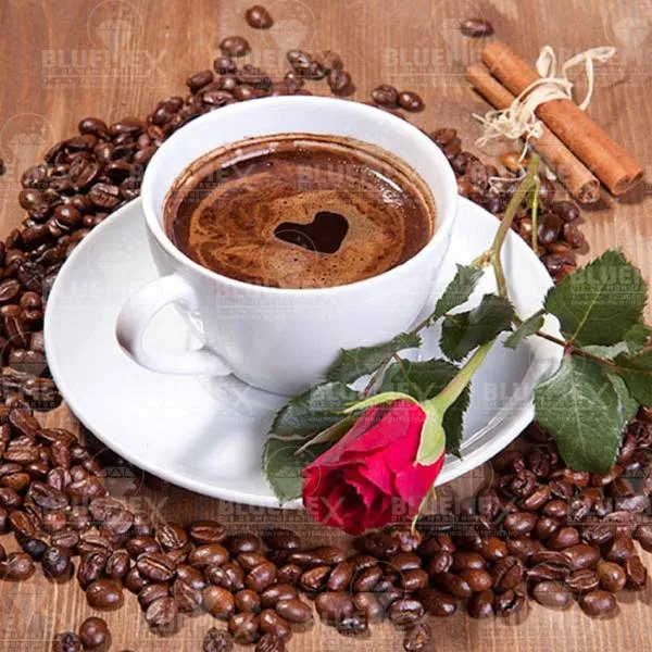 Diamond Painting Bild, Kaffeetasse mit Rose, 60x60cm, 40 Farben, eckige Steine, Vollbild