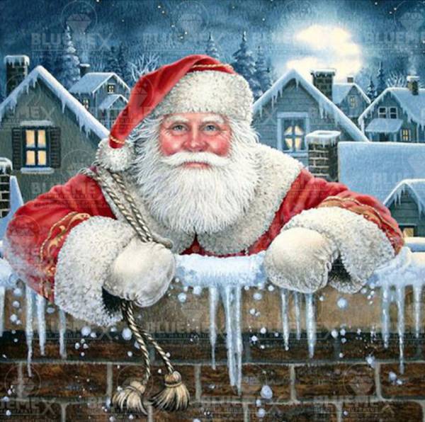 Diamond Painting picture, Santa Claus wall / chimney, square stones, approx. 60x60cm, 55 colours, full picture