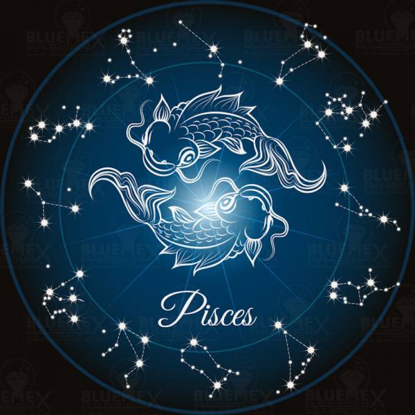 Zodiac sign Pisces, glow in the dark - night glow, square stones, 60x60cm, 45 colors, full image