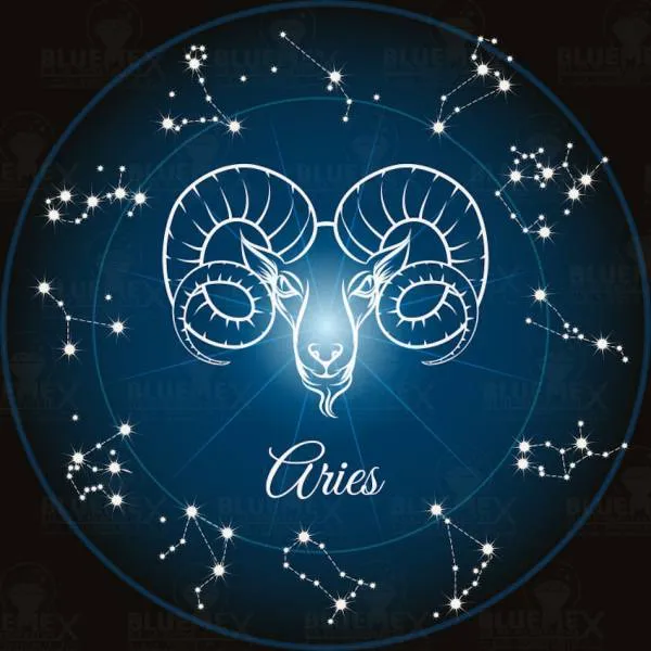 Sternzeichen Widder, Glow in the dark - Nachtleuchtend, 60x60cm, 45 Farben, eckige Steine, Vollbild