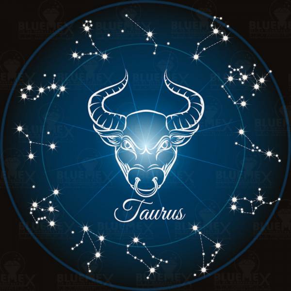 Zodiac sign Taurus, Glow in the dark - night glow, round stones, 60x60cm, 45 colours, full picture