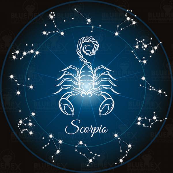 Sternzeichen Skorpion, Glow in the dark - Nachtleuchtend, eckige Steine, 60x60cm, 45 Farben, Vollbild