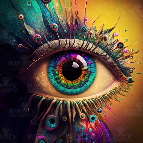Midjourney A.i Art - Colorful Eye, 70x70cm, 60 colours, round stones, full image