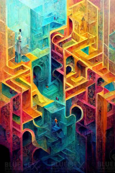 Color out of Place - Maze, 70x100cm, 50 colours, round stones, full image