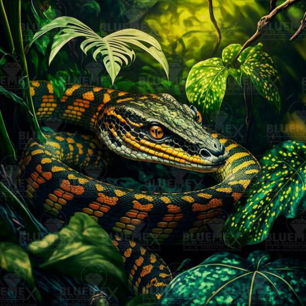 Diamond Painting picture, snake, round stones, 60x60cm, 35 colors, full image