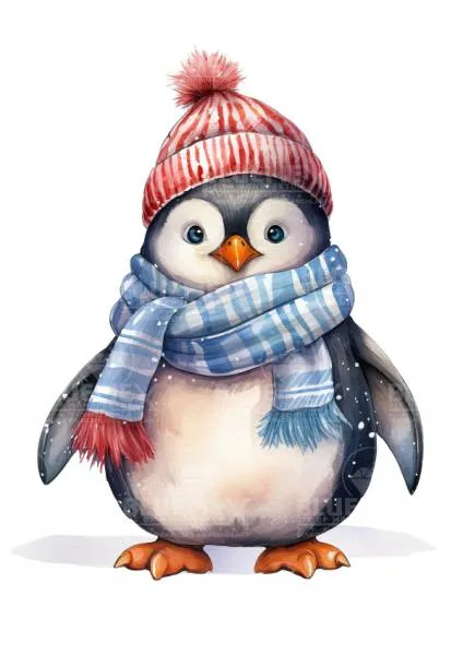 Diamond Painting Bild, Kleiner Pinguin, 35x50cm, 35 Farben, eckige Steine, Vollbild