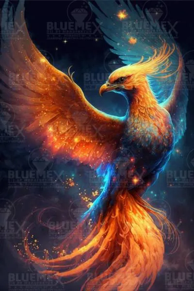 Diamond Painting Bild, Phoenix, 60x90cm, 60 Farben, eckige Steine, Vollbild