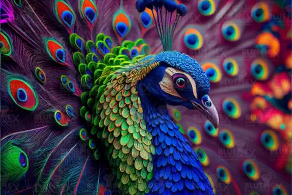 Diamond Painting picture, noble peacock, round stones, 75x50cm, 63 colours, 4 AB, full picture