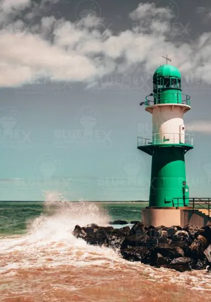 Diamond Painting Bild, Leuchtturm Warnemünde, 60x85cm, 55 Farben, eckige Steine, Vollbild