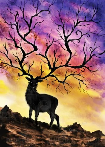 DrakeTurtle, Deer, 65x90cm, 65 Colours, Round Stones, Full Image