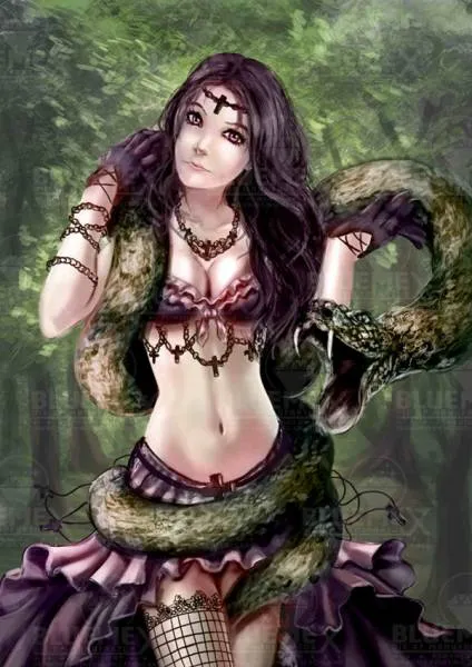 DrakeTurtle, Snake Girl, 65x90cm, 65 Colours, Square Stones, Full Image