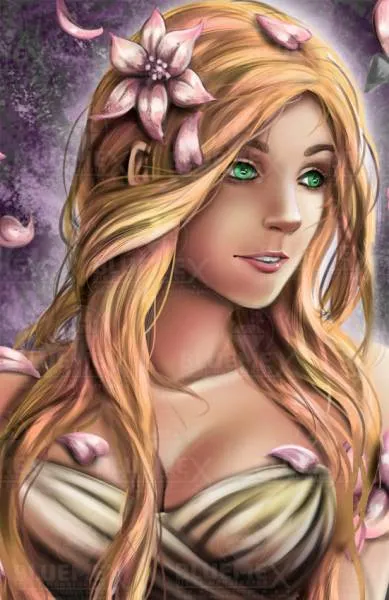 DrakeTurtle, Flower Girl, 50x75cm, 55 Colours, Square Stones, Full Image