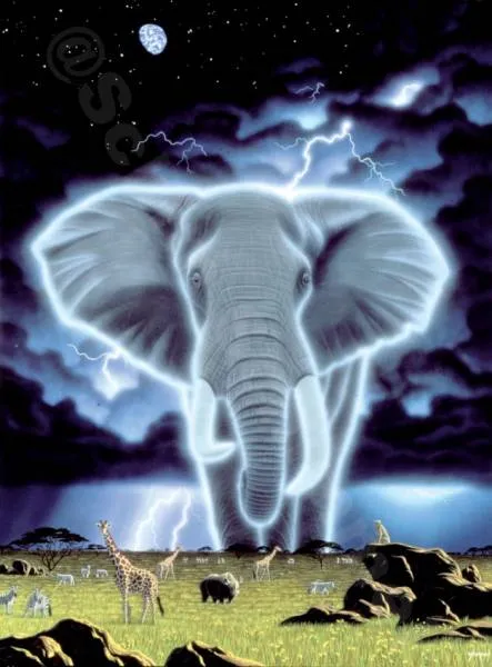Schim Schimmel, Spirit of Africa, Nachtleuchtend, 75x100cm, 65 Farben, eckige Steine, Vollbild