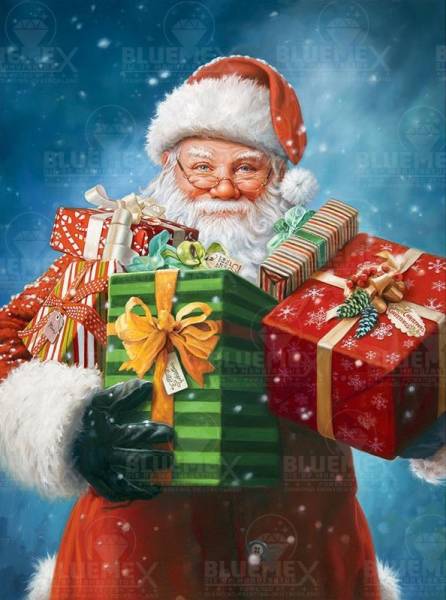 Picture, Santa Claus presents, angular stones, approx. 60x80cm, full picture