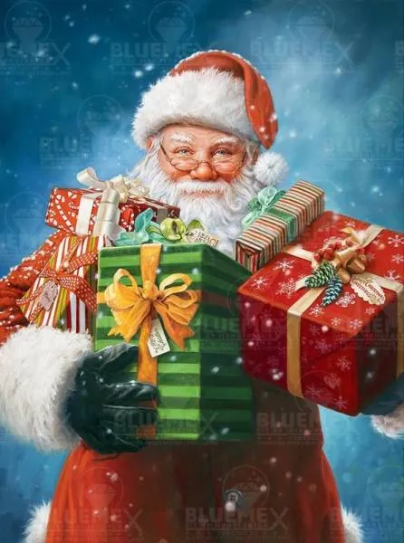 Picture, Santa Claus presents, angular stones, approx. 60x80cm, full picture