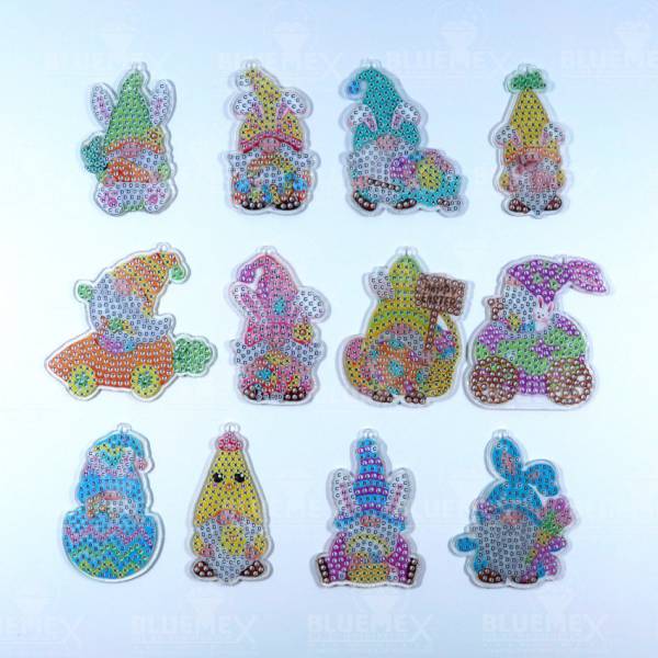 Keyring set, consisting of 12 pendants, motif eastern, painting-set complete with rhinestones