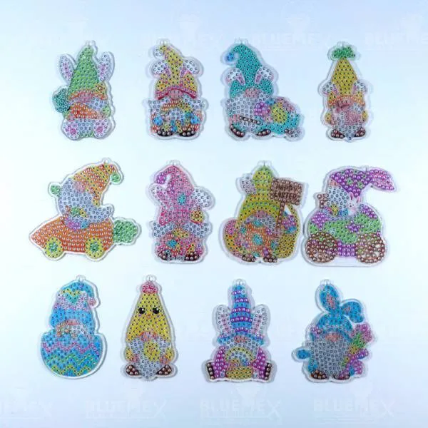 Keyring set, consisting of 12 pendants, motif eastern, painting-set complete with rhinestones
