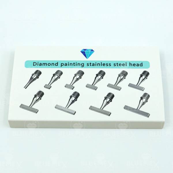 Aufsetzer-Set 1-10 Steine, mit Gewinde aus Edelstahl für Diamond-Painting-Stifte