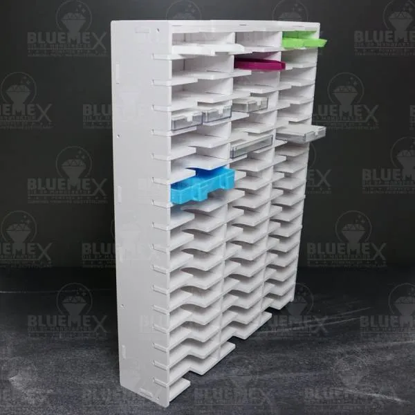 Shuttle shelf white, for small Trabricks, approx. 44.6x35x7.6cm, 51 compartments approx. 11x6.7x2cm, storage box