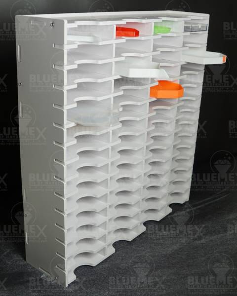 Shuttle shelf white, approx. 44x41.7x10.4cm, 60 compartments approx. 9.7x9.5x2.3cm, storage box