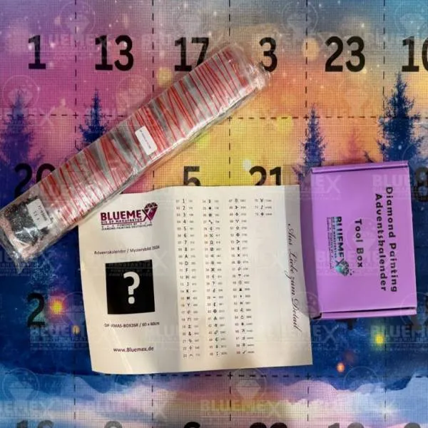 Advent calendar / Mystery motif 2026 - XL 60x60cm, 24 small round stones, 72 colours