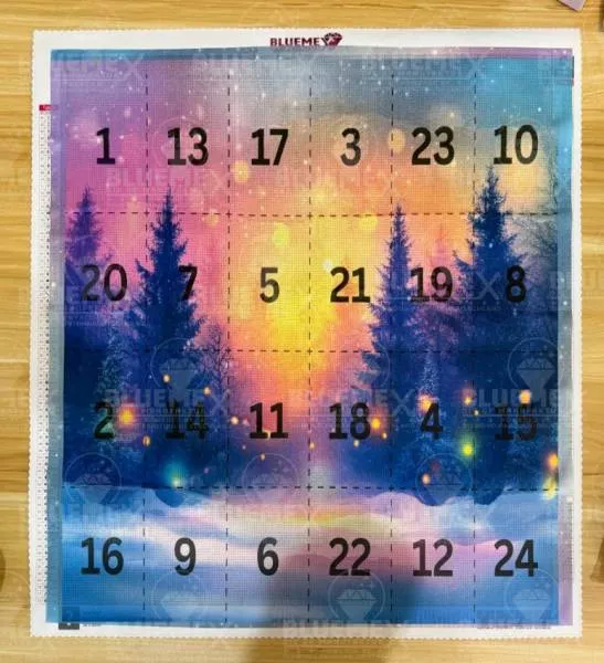 Adventskalender / Mysterybild 2026 - XL 60x60cm, 24 Kästchen eckige Steine, 72 Farben