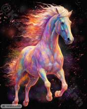 Diamond Painting Bild, Horse and Fire, 70x90cm, 70 Farben, runde Steine, Vollbild