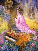 Josephine Wall, Melody in Pink, 90x68cm, 275 Farben, eckige Steine, Vollbild