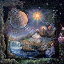 Josephine Wall, Doorway to the Stars, 95x95cm, 160 Farben, runde Steine, Vollbild