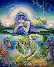 Josephine Wall, Star Sign Pisces, 100x80cm, 260 Colours, Round Stones, Full Image