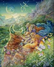 Josephine Wall, Zodiac Taurus, 100x80cm, 240 Colours, Round Stones, Full Image