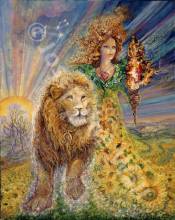 Josephine Wall, Zodiac Leo, 100x80cm, 225colours, Round Stones, Full Image