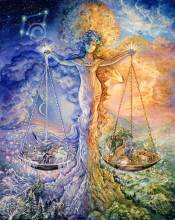 Josephine Wall, Sternzeichen Waage, 90x72cm, 250 Farben, eckige Steine, Vollbild