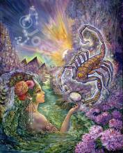 Josephine Wall, Zodiac Scorpio, 100x80cm, 260 Colours, Round Stones, Full Image