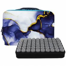 Sorting case, 60 jars with screw cap, blue patterned case