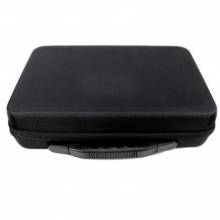 Sorting case, black case with black rim, contents 60 jars with screw cap.