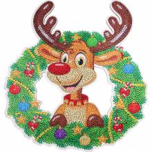 Hanging wreath, moose, approx. 27x23/30cm, round rhinestones & special stones without toolset