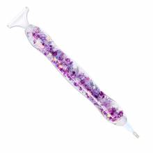 Stift für Diamond Painting geschwungen, Nachtleuchtend Lila, mit Mehrfachaufsätzen, Wachs notwendig