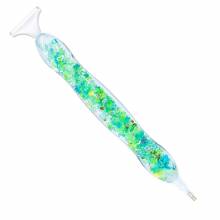 Pen for Diamond Painting curved, Glow in the dark green, with multiple attachments, wax required