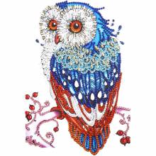 Owl sticker, approx. 22.5x15.5cm, painting set complete with round rhinestones & special stones without tool set