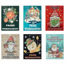 Diamond Painting, Christmas cards for painting complete with rhinestones, 6 motives, folding cards with envelope