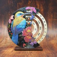 Diamond Painting Tischkalender, Vogel mit Blumen, Deutsche Version