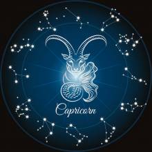 Zodiac sign Capricorn, Glow in the dark - night glow, round stones, 60x60cm, 45 colours, full screen