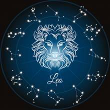 Zodiac sign Leo, Glow in the dark - night glow, round stones, 60x60cm, 45 colours, full picture
