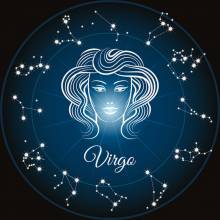 Zodiac sign Virgo, Glow in the dark - night glow, round stones, 60x60cm, 45 colours, full picture