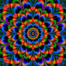 Diamond Painting Bild, Abstrakte Blüte, 55 Farben, runde Steinchen, 70x70cm, Vollbild